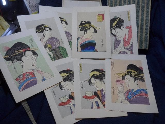 木版画　歌麿の浮世絵６種8点　人気商品です