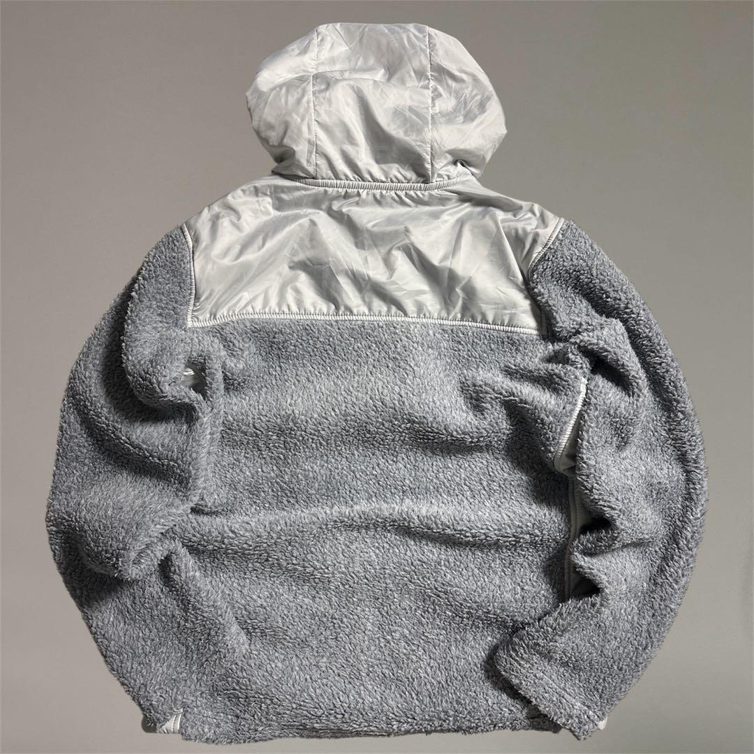 美品 BabolaT バボラ ボアフリース ナイロン パーカー グレー L 防寒