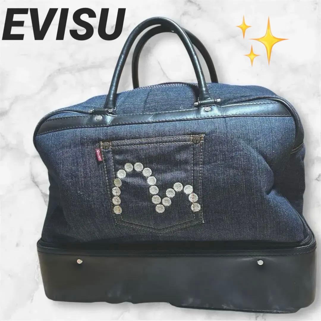 ✨希少✨EVISU エビス　ゴルフ　ボストンバッグ デニム×レザー