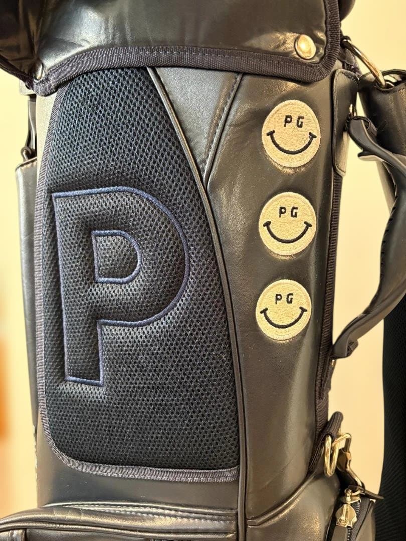 美品 パーリーゲイツ キャディバッグ スタンド式 ネイビー スマイル 89ロゴ