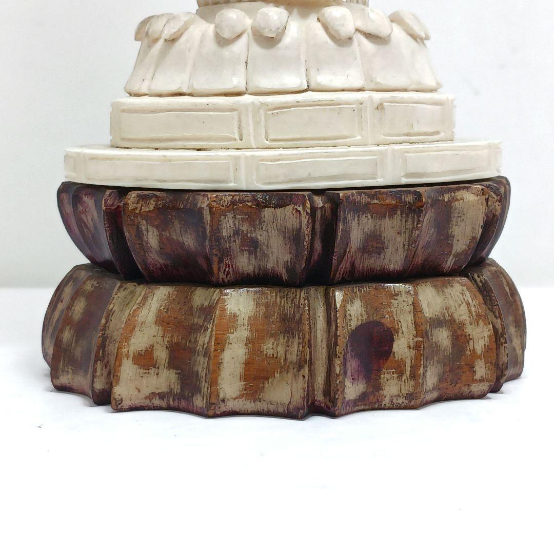 #6 高級彫刻 細密彫り 聖観音像 置物 高さ25㎝ 総重量779.6g