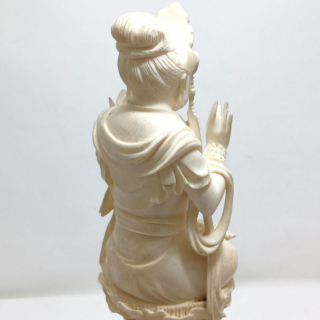 #6 高級彫刻 細密彫り 聖観音像 置物 高さ25㎝ 総重量779.6g