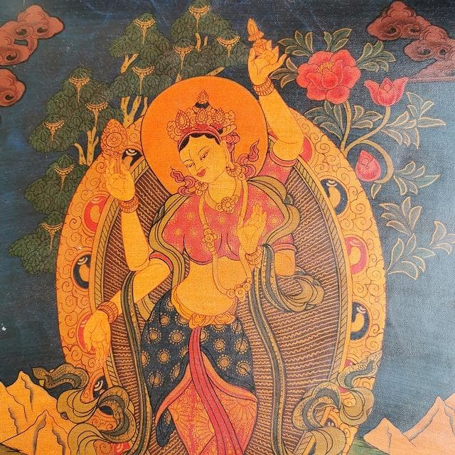 ヤムナー　ヒマラヤの女神　ヒンドゥー教の女神：　タンカ　仏画（額縁なし）