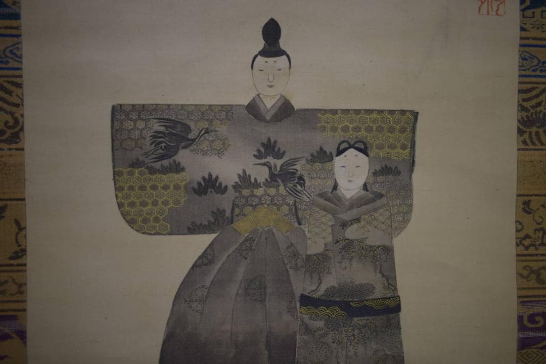 真作/喜翁/立雛図/桃の節句/布袋屋掛軸HI-962