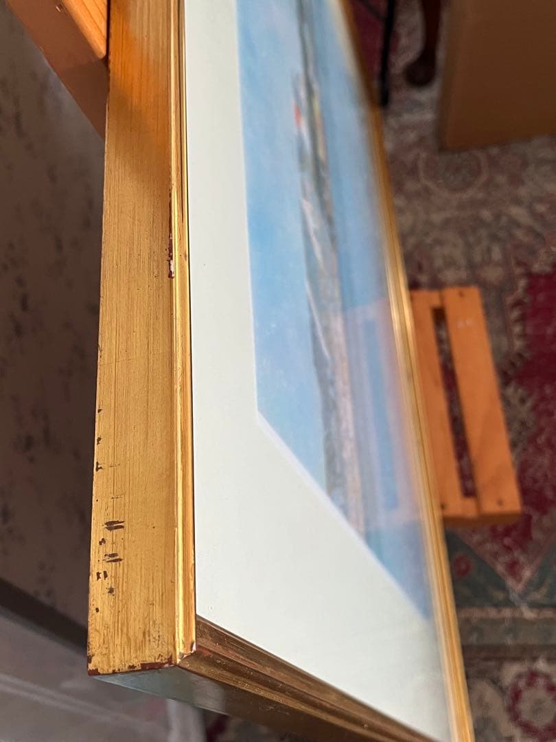 大判　リトグラフ　アンドレ・ブーリエ「港に吹く風」額装　版画　サイン.ED有り