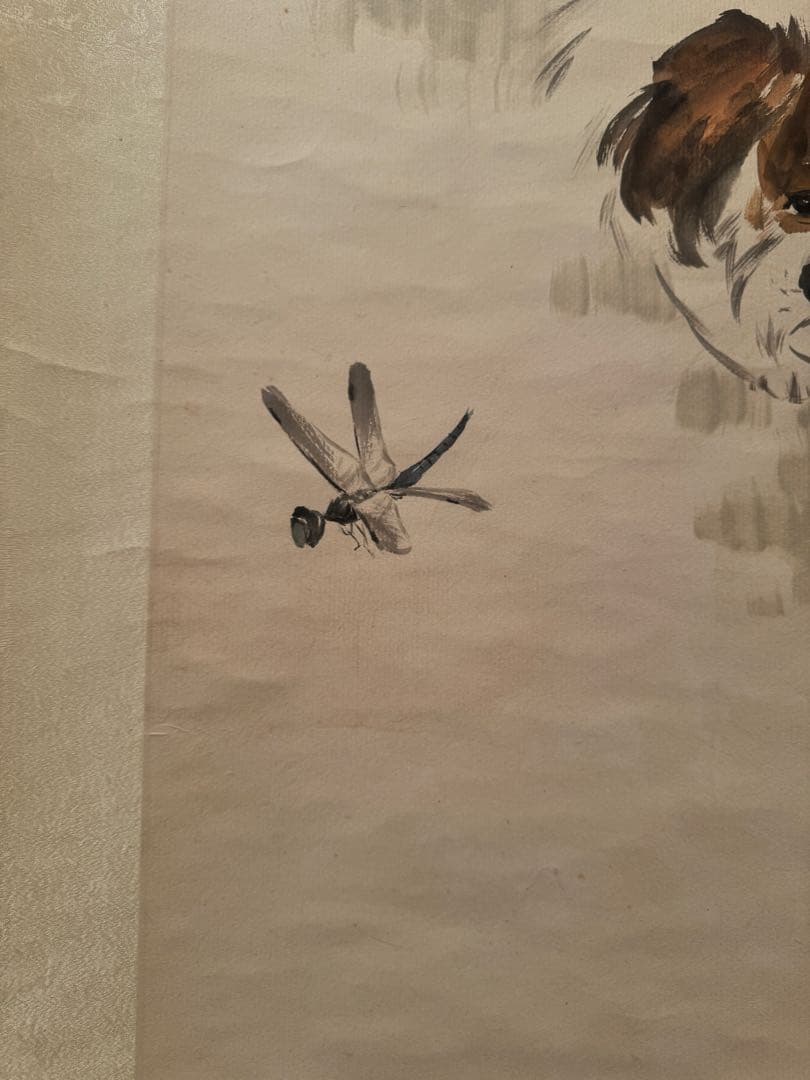 劉継卣 犬の水墨画 掛軸 伝統的なアート