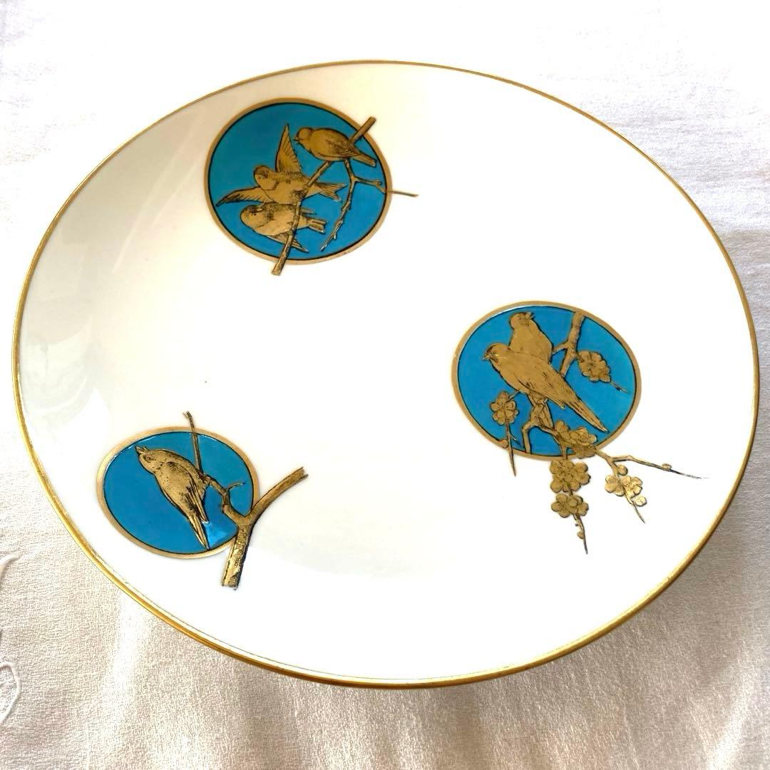 英国　John Mortlock 金彩　鳥文様　キャビネットプレート