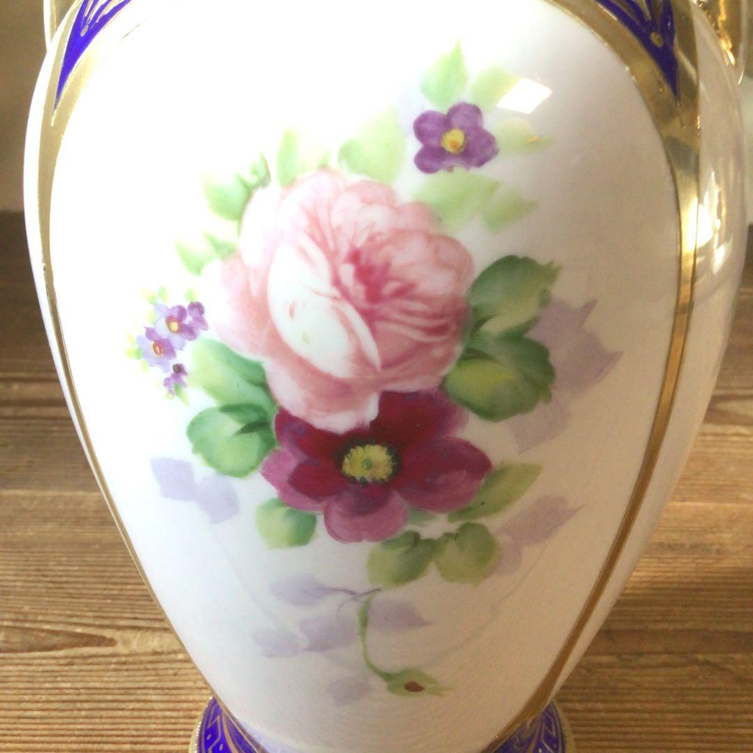 No4235 オールドノリタケ　NIPPON　手描き壺型花瓶　陶磁器　送料無料