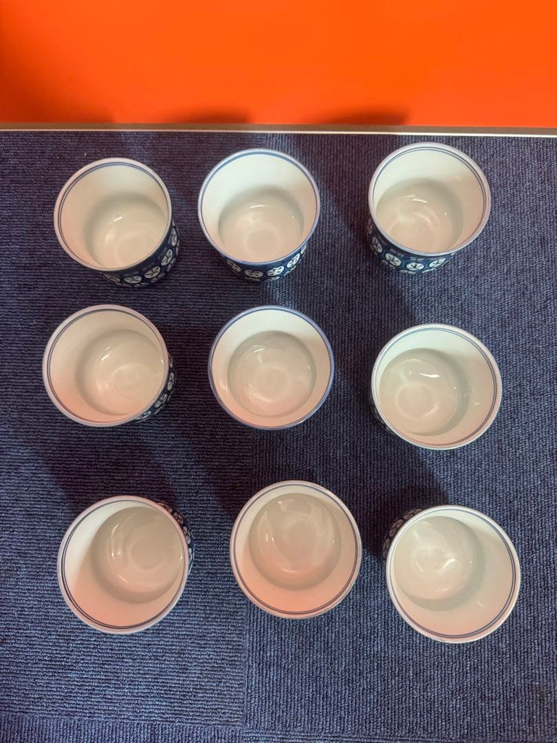 1808  源右衛門　染付丸紋濃 湯呑　9客　未使用