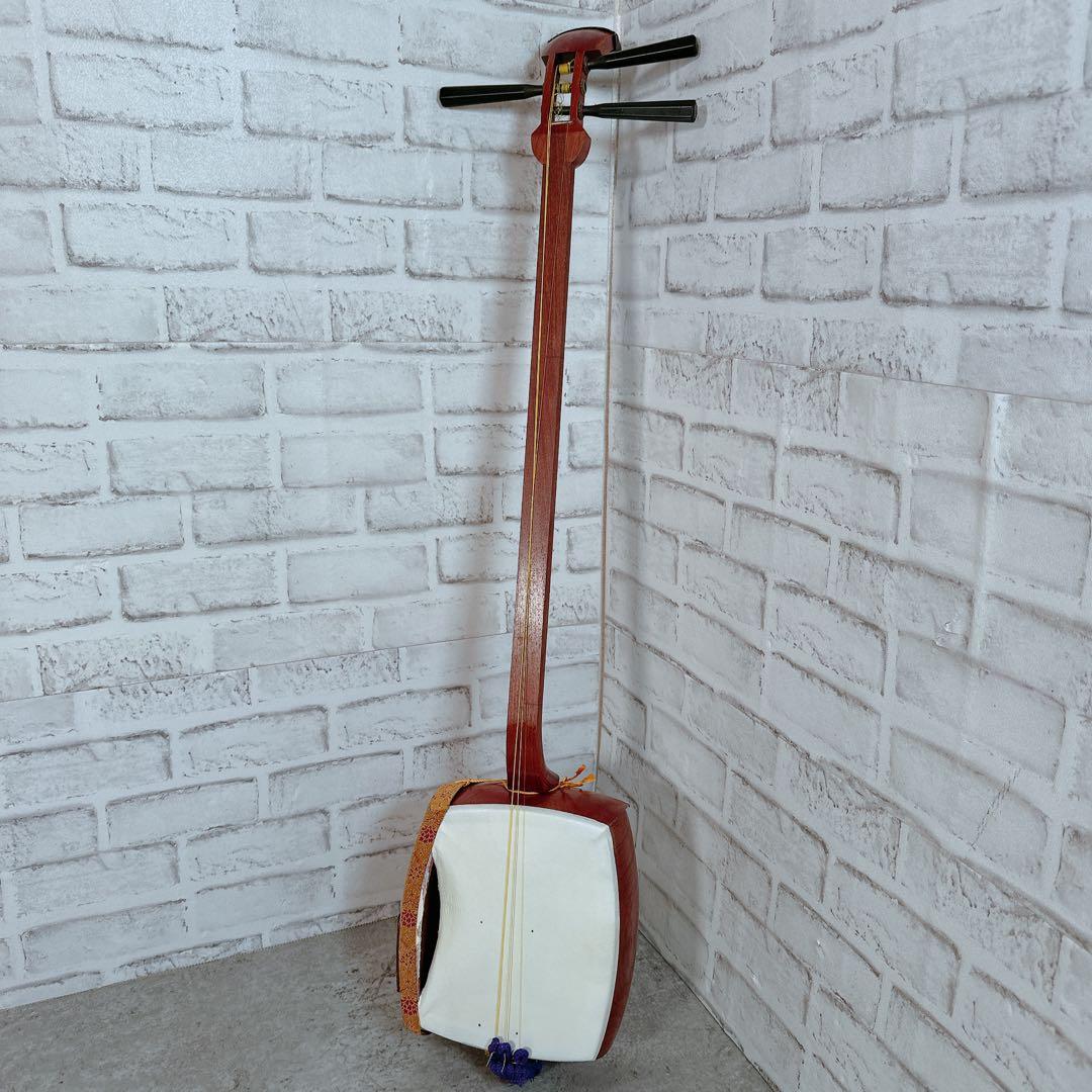 紫檀 子持ち綾杉 三味線 花梨 丸打胴 二本セット スタンド付　和楽器　現状品