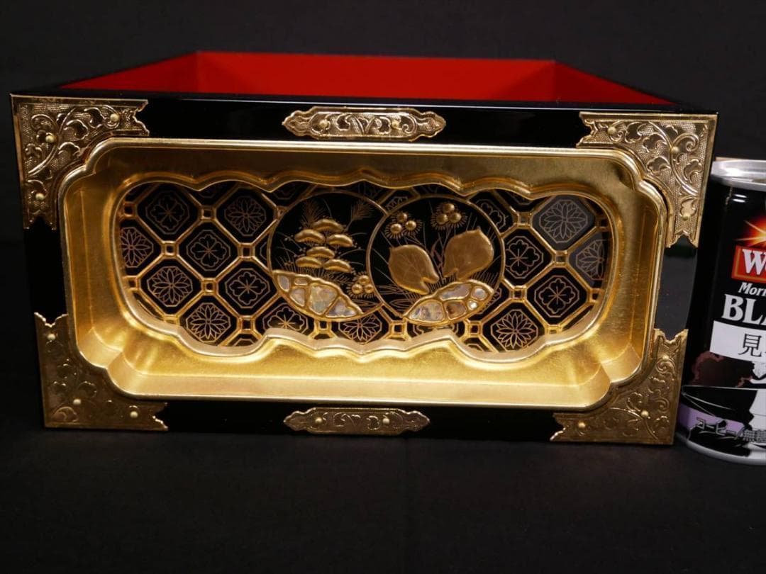 限定値下　収集品　仏壇用引出し　金具付き　本金箔　蒔絵付き　仏壇用　3131