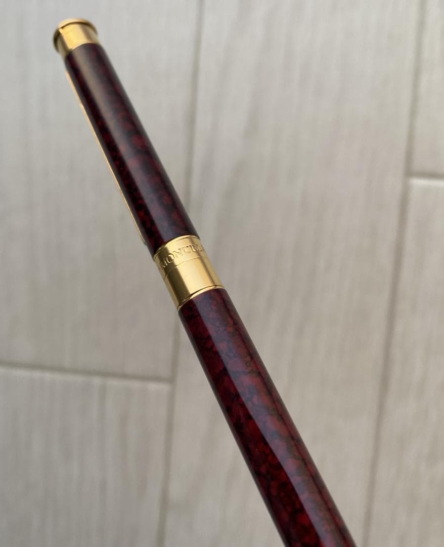 美品 極少 モンブラン マーブル レッド×ゴールドノブレス ボールペン ケース付