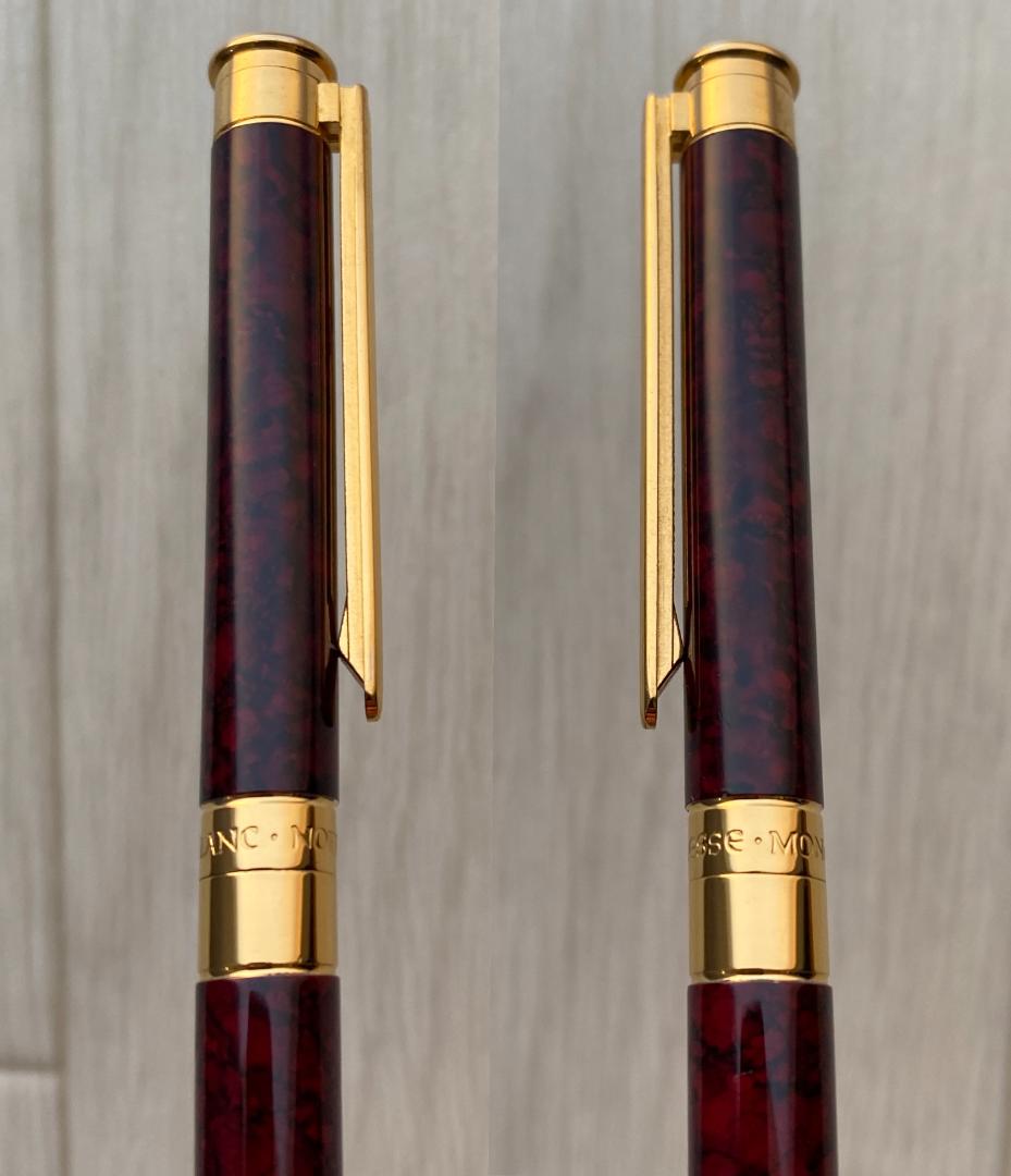 美品 極少 モンブラン マーブル レッド×ゴールドノブレス ボールペン ケース付