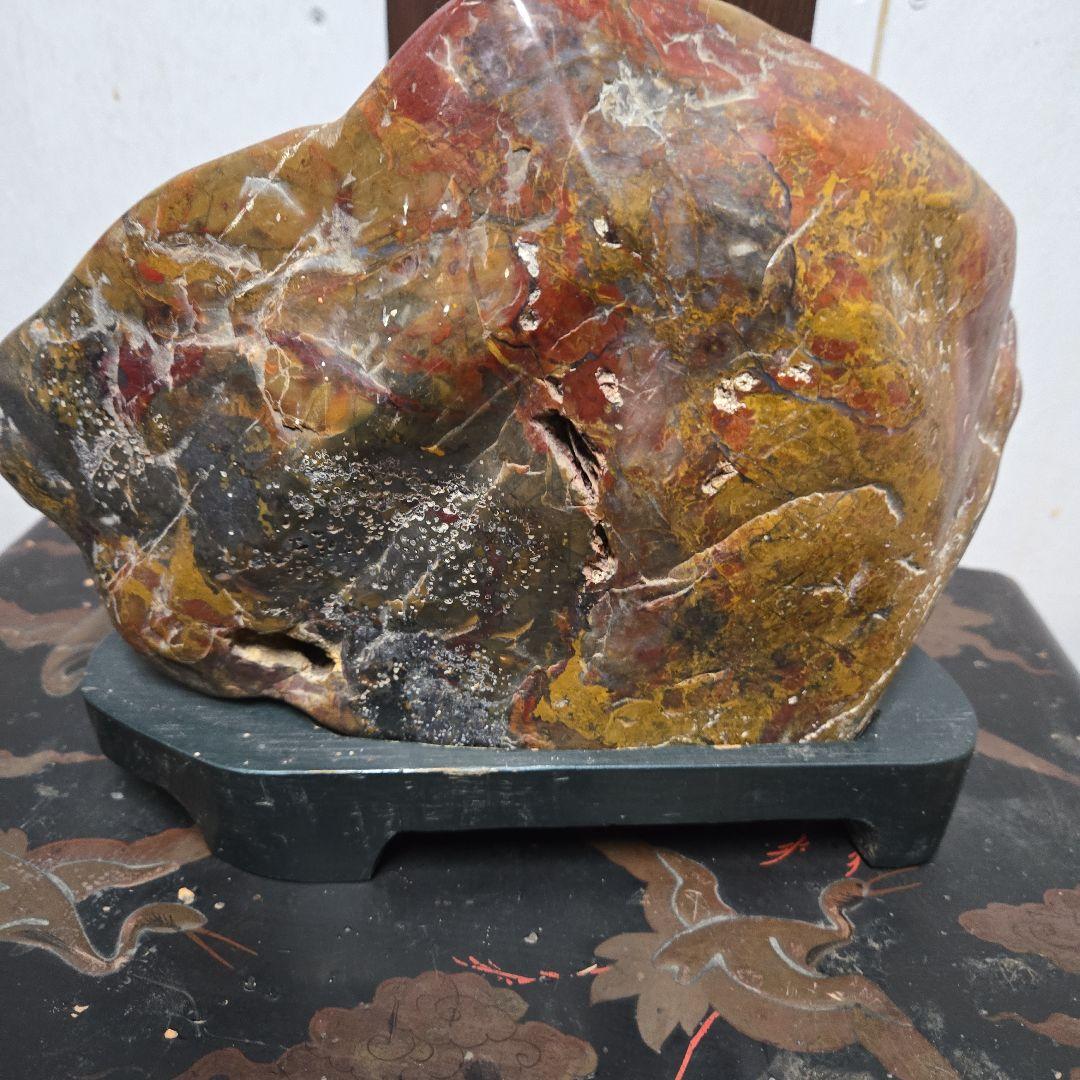 天然石 自然石彫刻 赤 黄 茶色