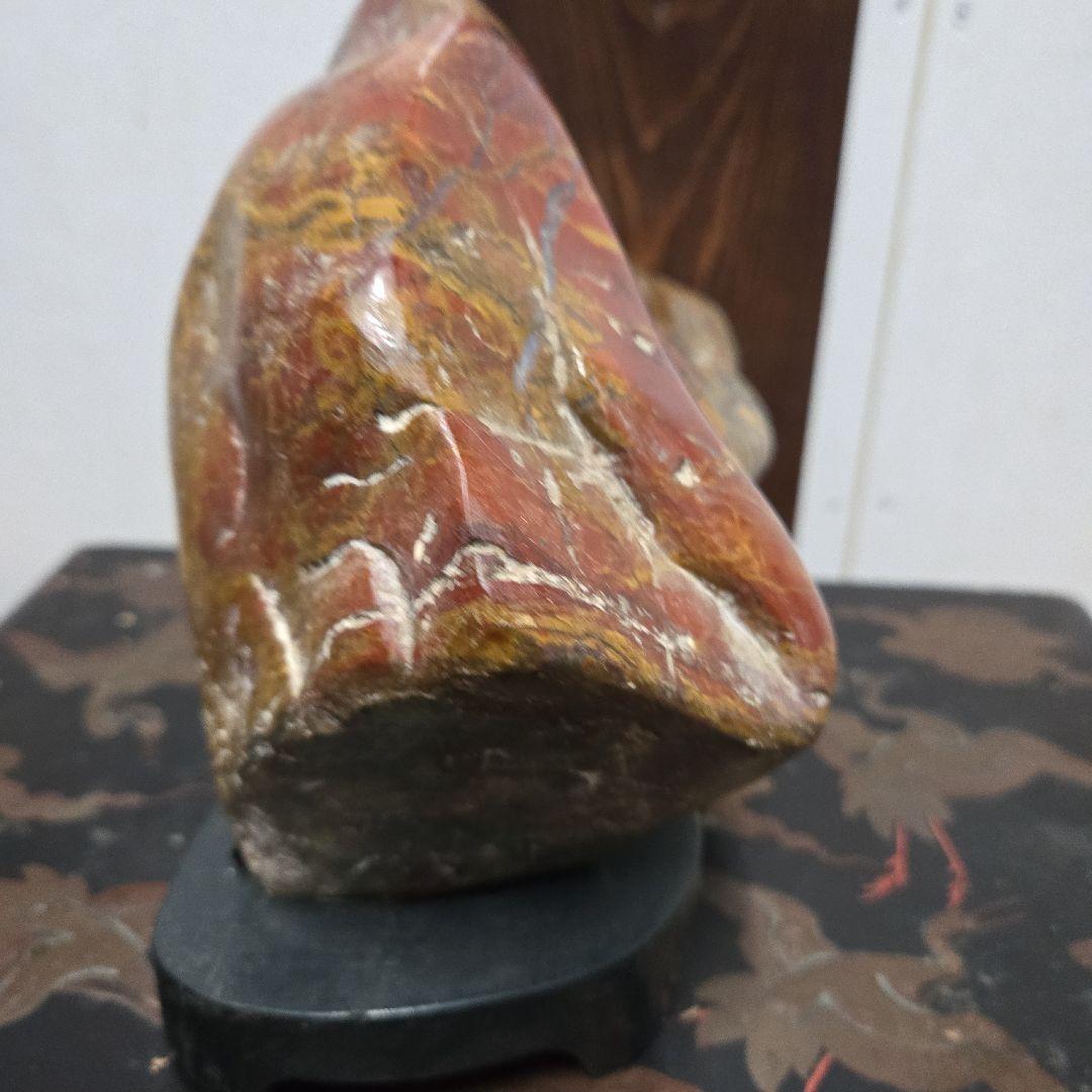 天然石 自然石彫刻 赤 黄 茶色