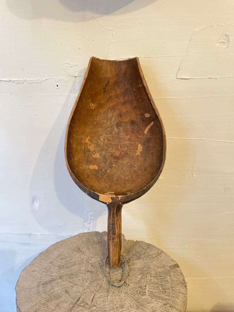 穀物スコップ 木彫 くり抜き 匙 民藝 骨董 アンティーク 古道具