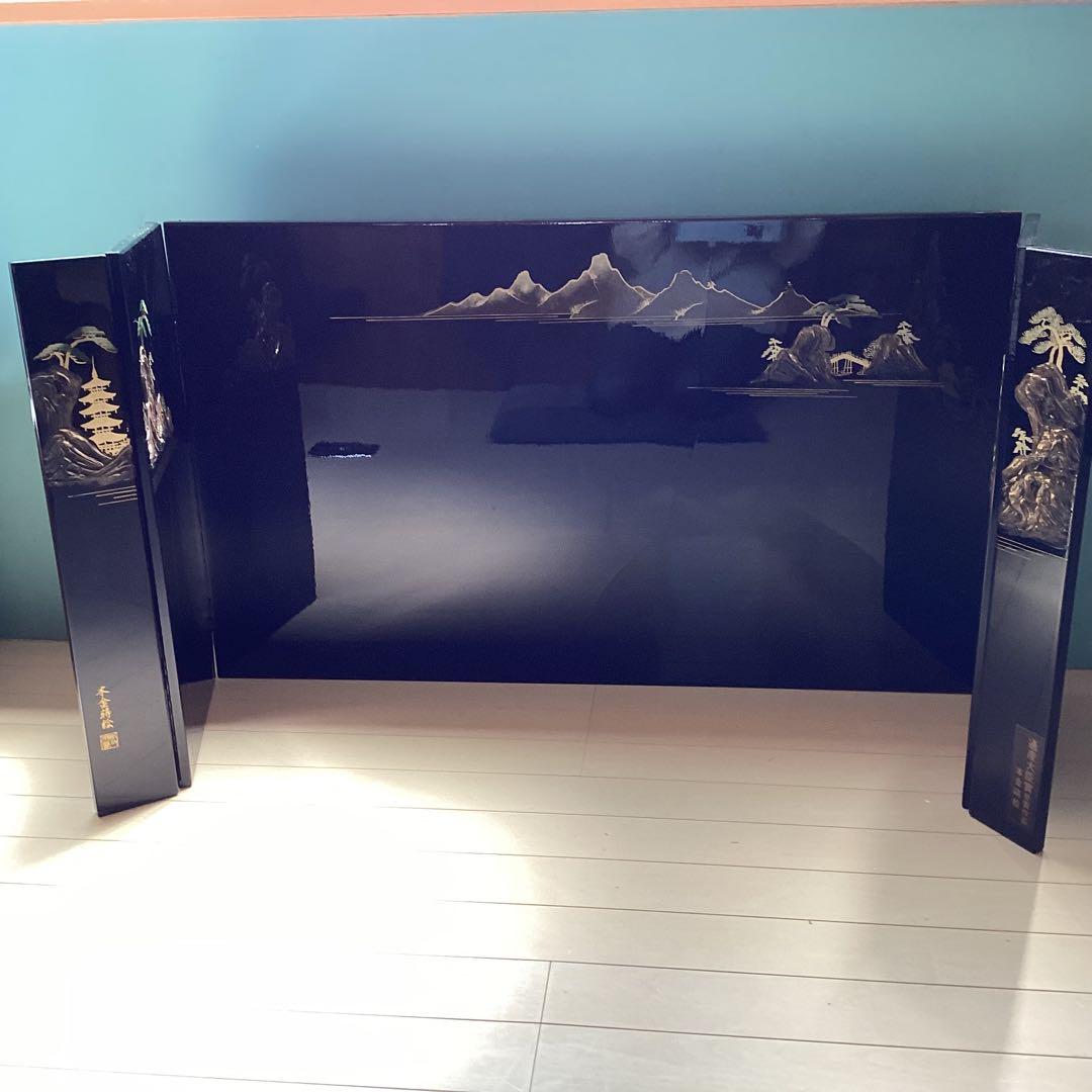 即日発送　本金蒔絵通産大臣賞受賞 三つ折り屏風富士山