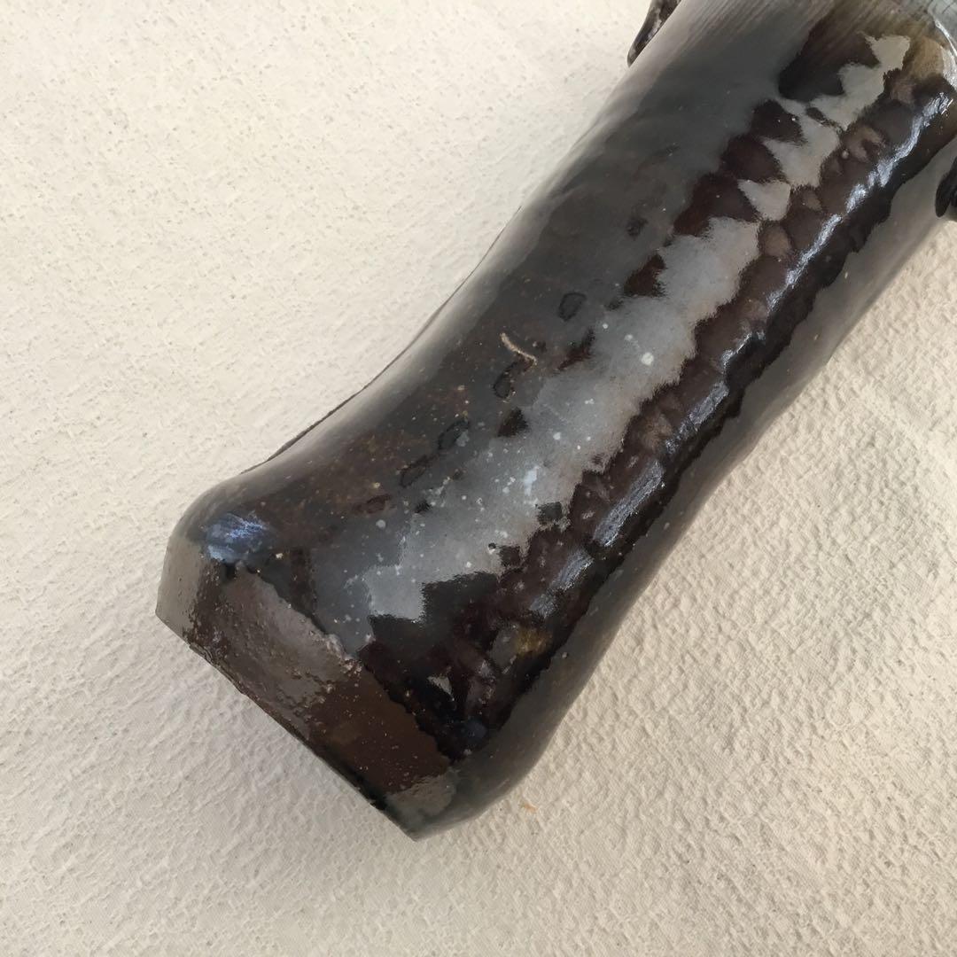 【唐津焼】今岳窯　溝上藻風　耳付き朝鮮唐津花入れ