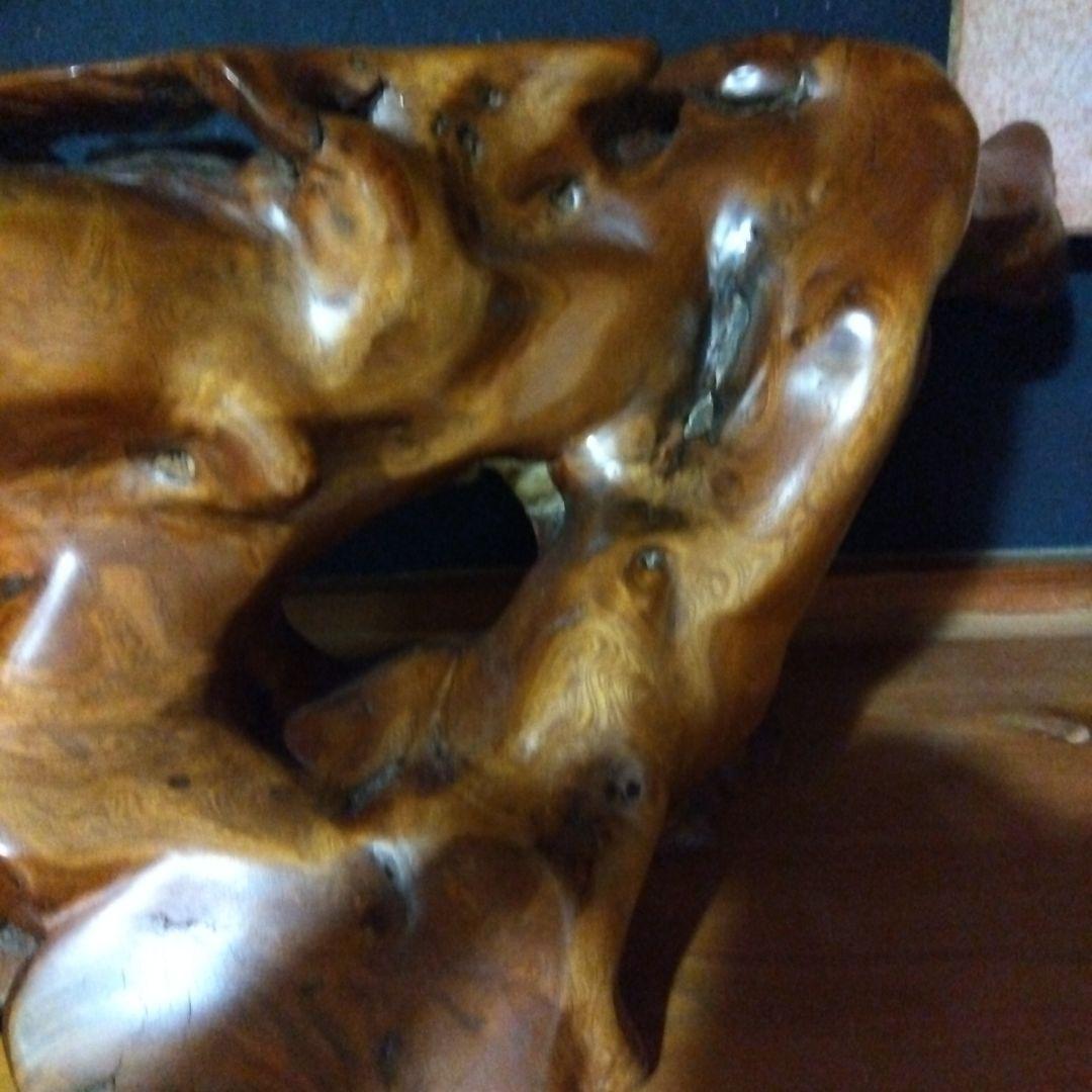 【銘木欅木彫り】銘木欅木製彫刻オブジェ椿油仕上げ　【断捨離価格】　送料込み