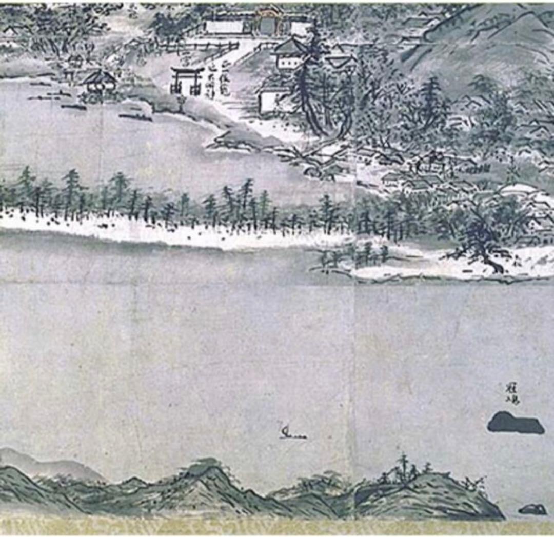 新品希少特注非売品新品雪舟国宝『天橋立図水墨画布地元伊勢籠神社ノベルティー非売品