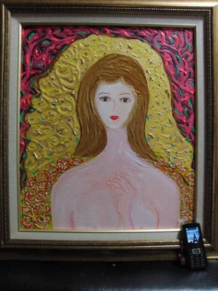TOMOYUKI・友之、「花と女性」、証明書付、額付、絵画 油絵 油彩画