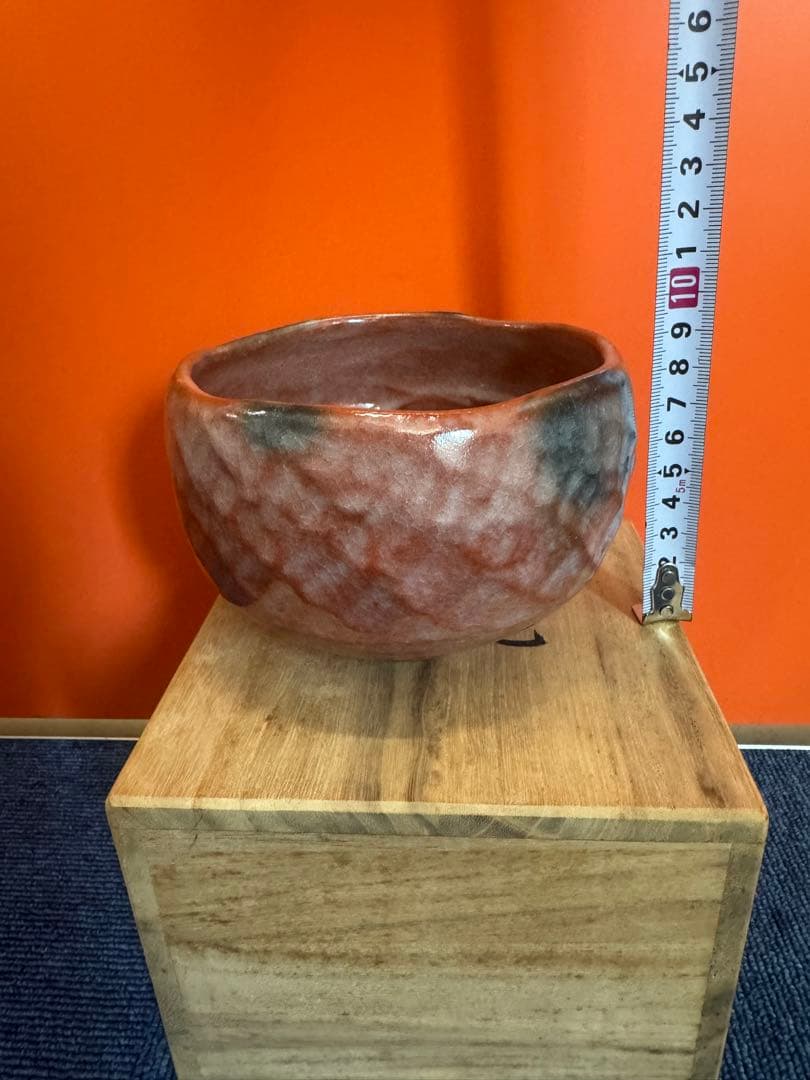 1868 京焼　清水焼　楽茶碗祥悦窯　赤楽　雪峰　茶碗　未使用