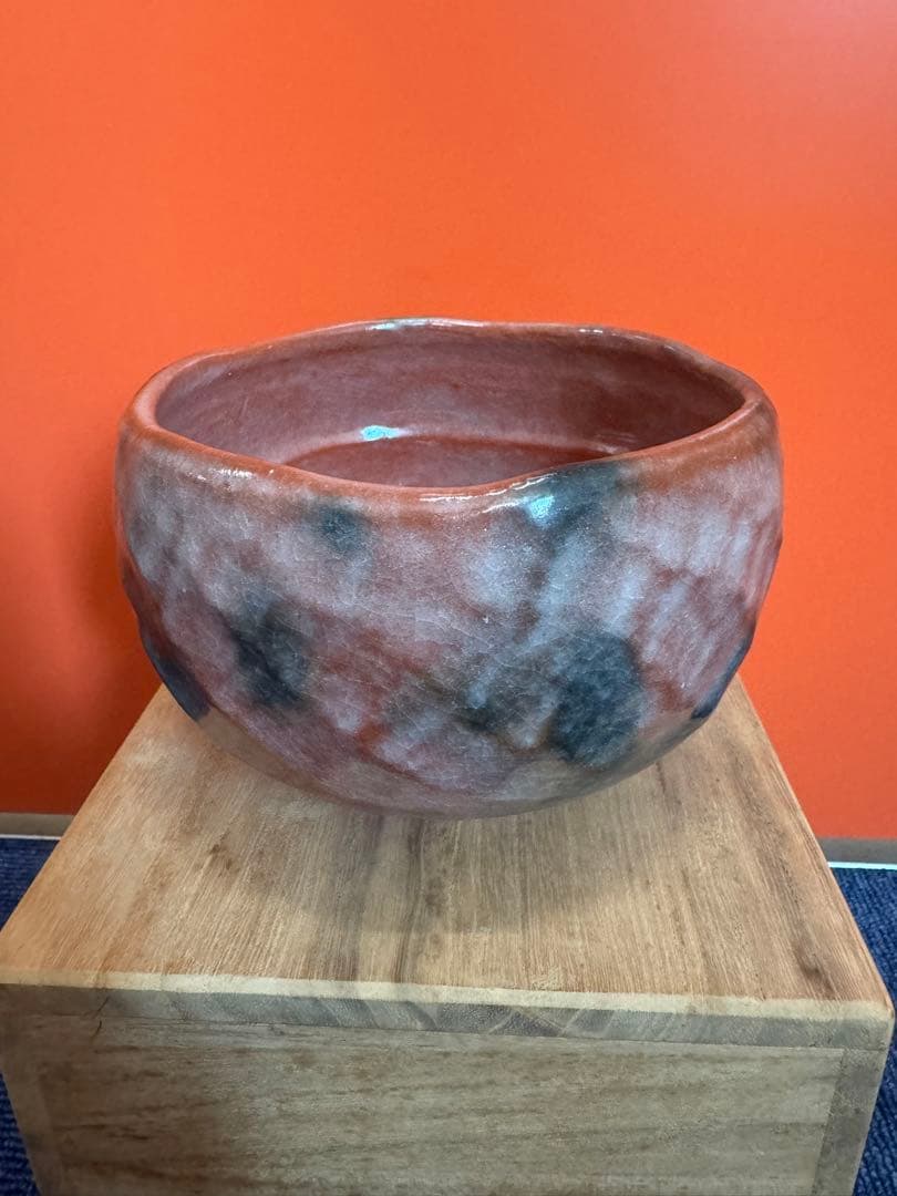1868 京焼　清水焼　楽茶碗祥悦窯　赤楽　雪峰　茶碗　未使用