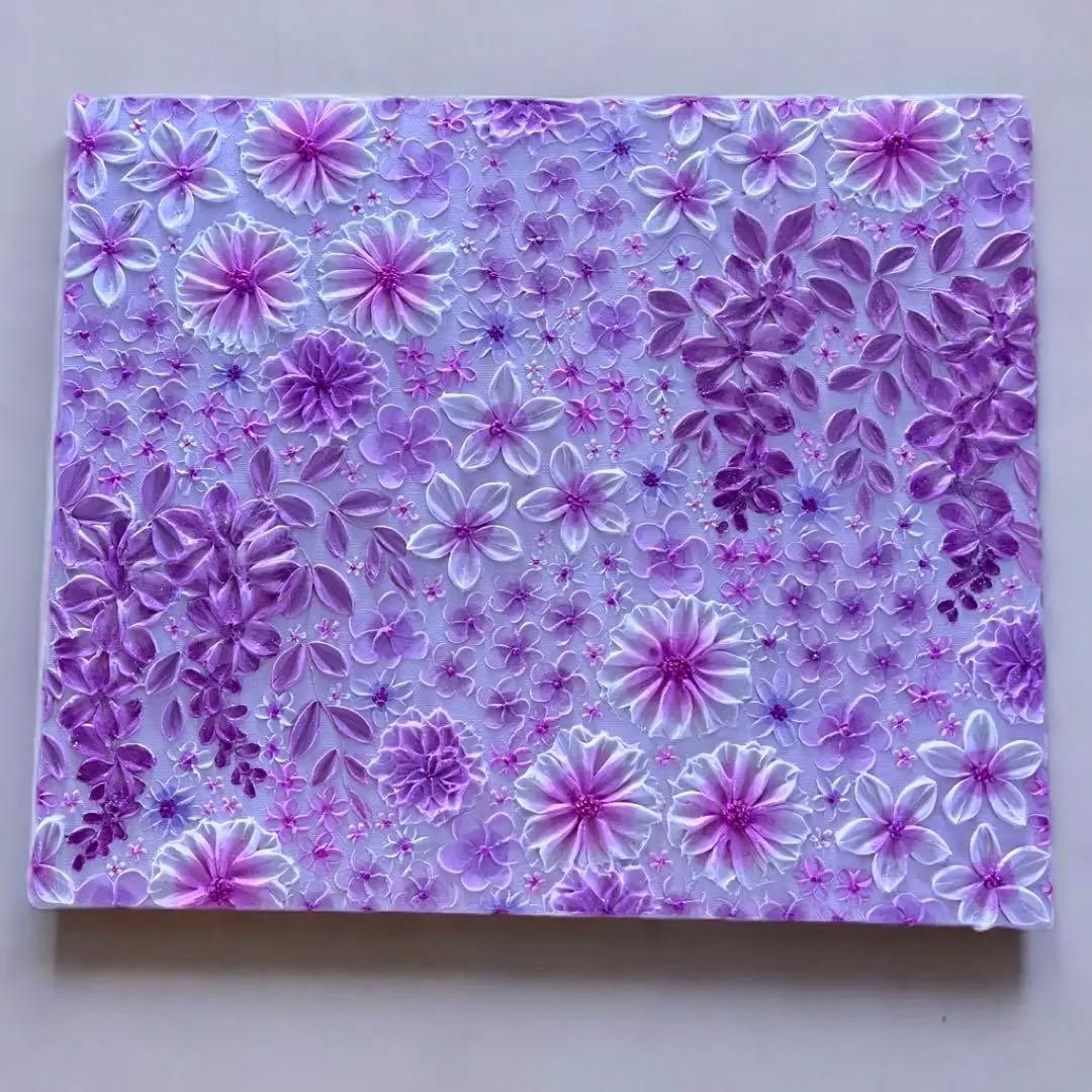 紫アート 紫フラワー 藤 テクスチャーアート フラワーアート