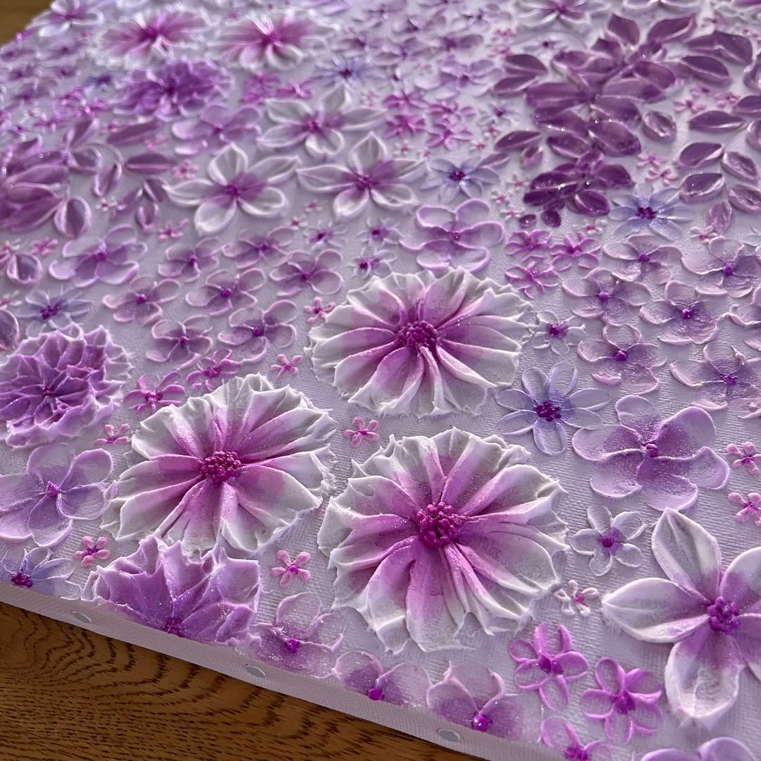 紫アート 紫フラワー 藤 テクスチャーアート フラワーアート