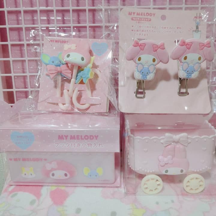 サンリオ　マイメロ　メッシュパネル　フック　S字　カート型小物入れ　レア