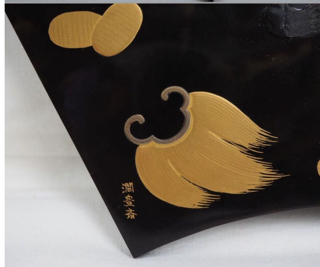 送料無料『東秀』作　大黒恵比寿　『澗豊斎』銘　べっ甲金蒔絵台置物幅19×10ｃｍ