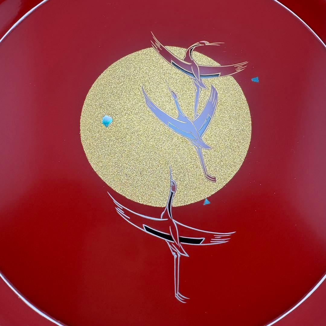 新品 高級 輪島塗 屋敷勝彦 螺鈿 青貝 鶴 お盆 和食器 平皿 漆 漆器