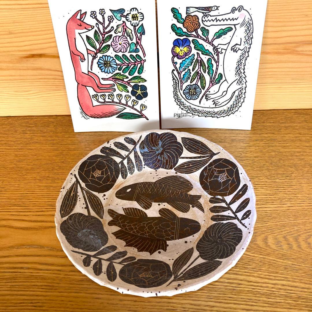 新品 鹿児島睦　makoto kagoshima 魚柄 深皿1枚 希少