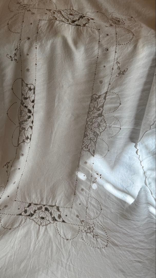 SALE❣️アンティークஐ花柄刺繍の大判クロスஐフランスお買い得