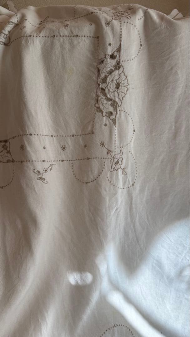 SALE❣️アンティークஐ花柄刺繍の大判クロスஐフランスお買い得