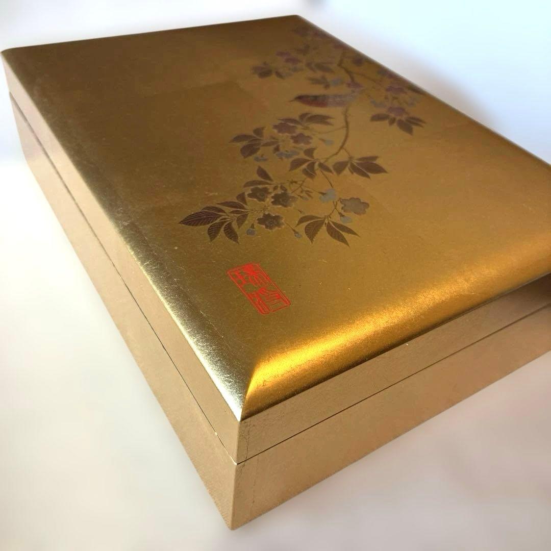 箔一　金沢金箔　手許箱　花見鳥　工芸品