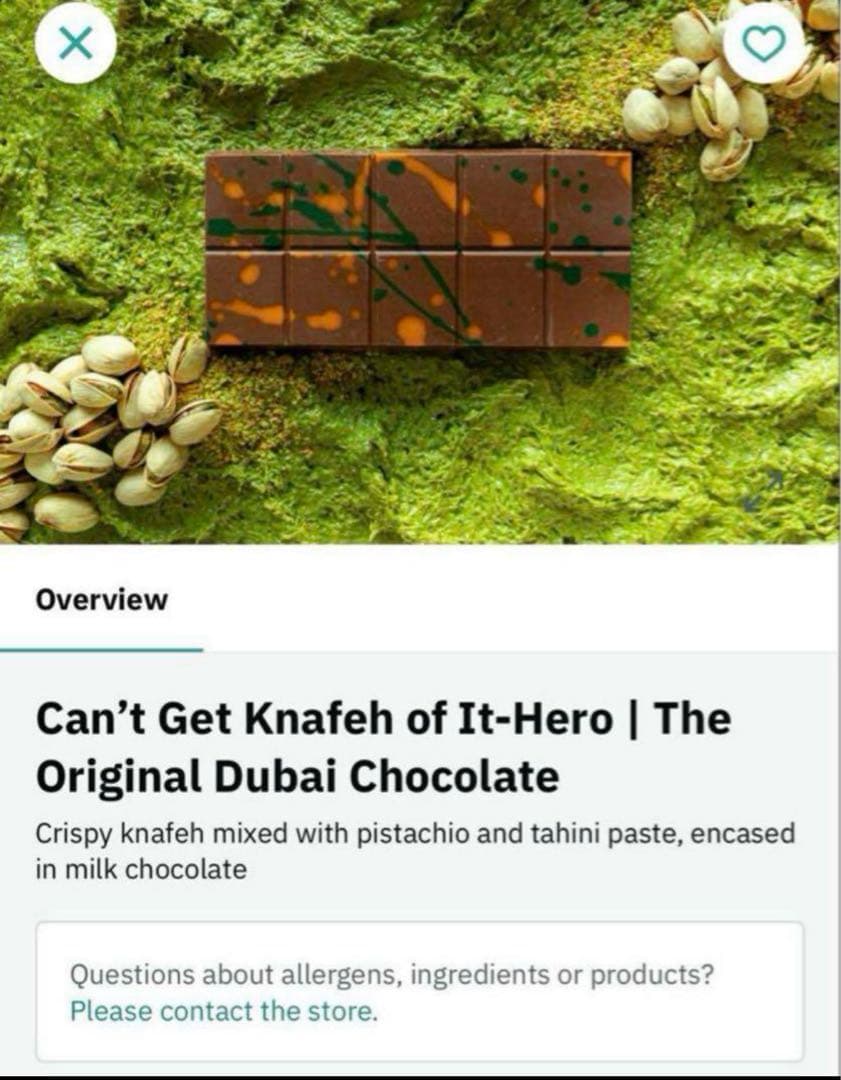 【ドバイ限定】Fix dessert chocolate ピスタチオチョコ　2枚