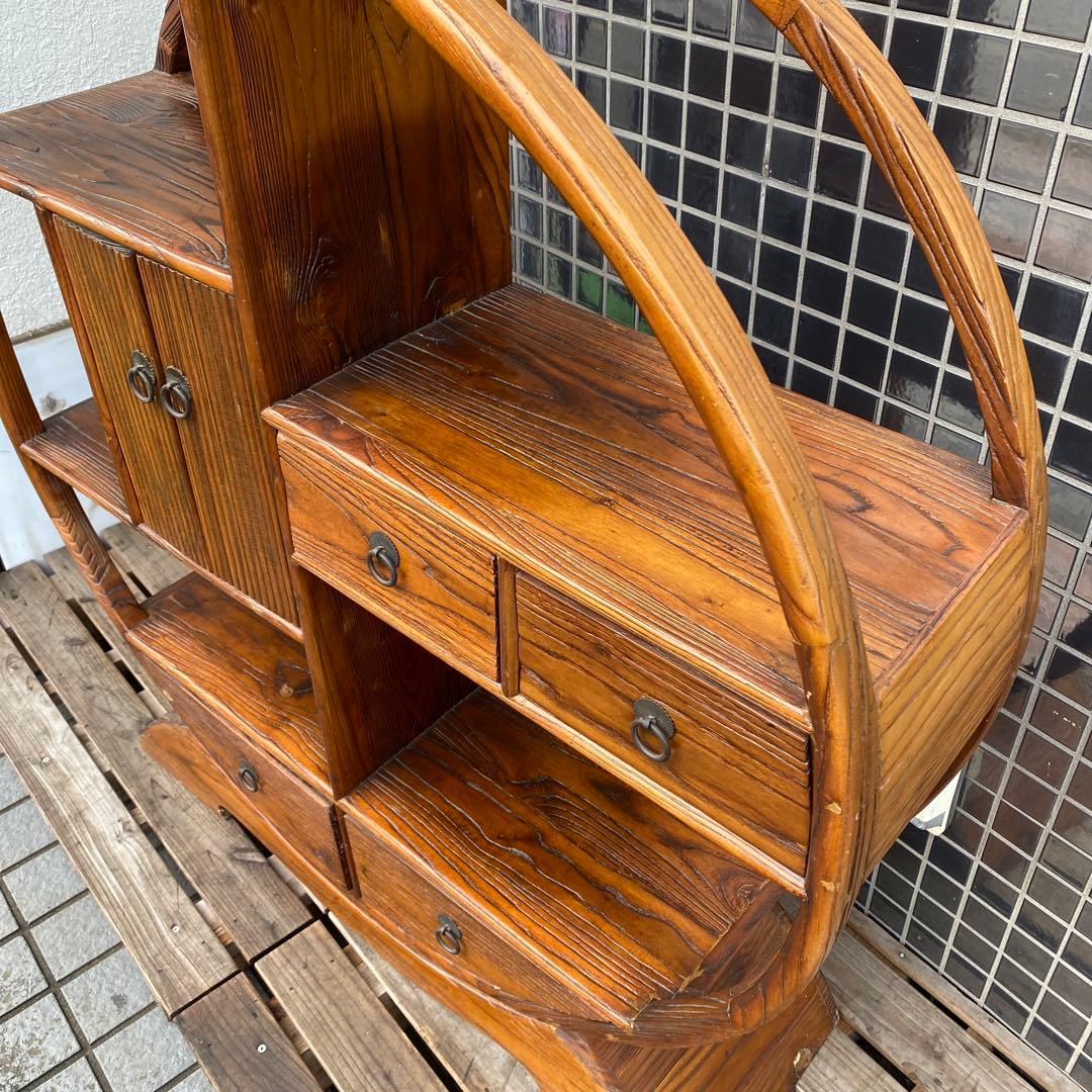 ヴィンテージ 円形飾り棚 小引き出し シノワズリ 李朝 店舗什器 インテリア