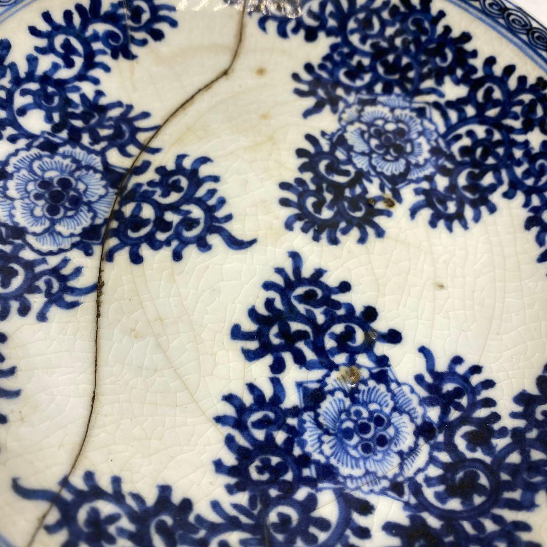 播陽東山 染付三足皿 幅約17.6cm 東R8-0209③