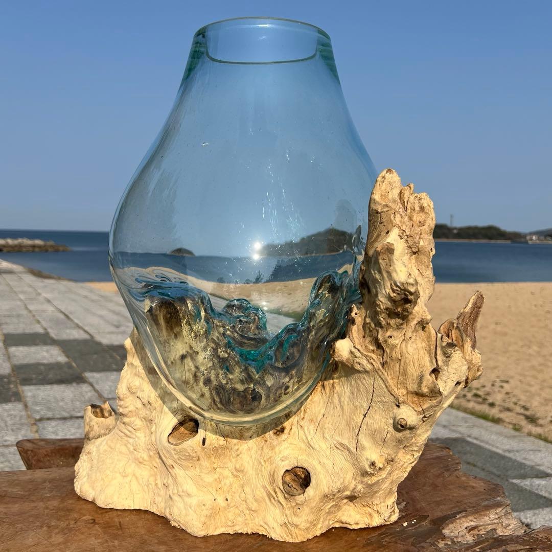 超超特大流木ガラスオブジェWB 花瓶 金魚鉢 水槽 苔リウム メダカ容器 超大型