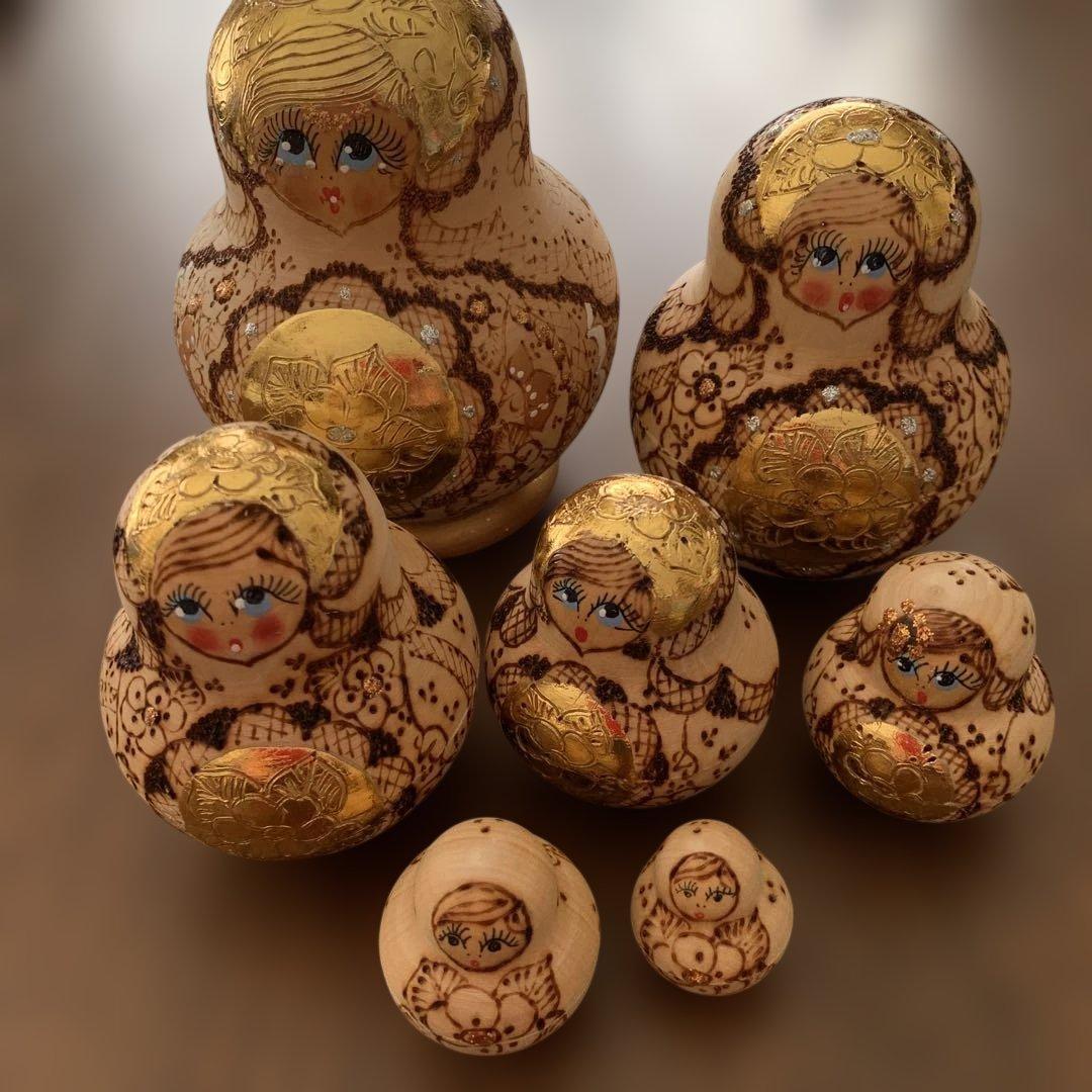 木製金彩使用⭐️マトリョーシカ⭐️全8体⭐️超美品