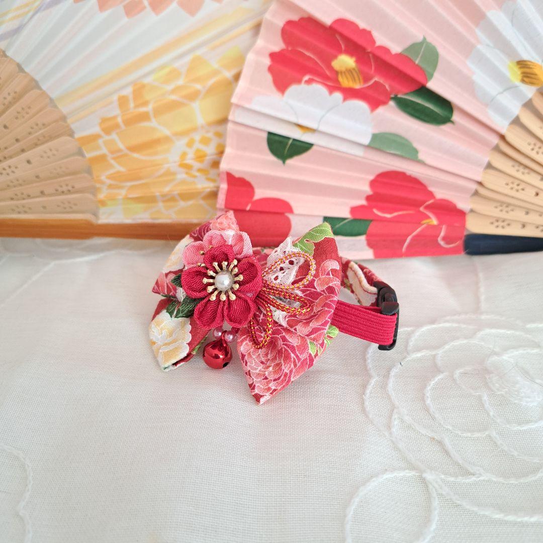 はる、短毛シュシュ和風つまみ細工()わんちゃん猫ちゃん用