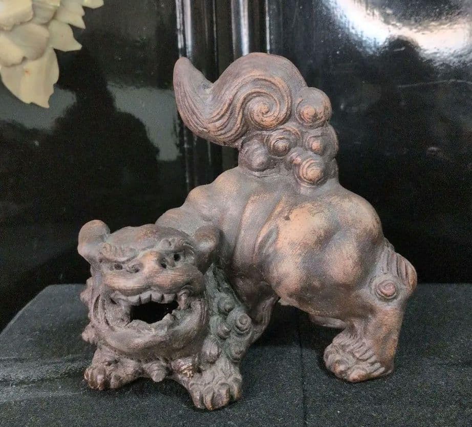 縁起物★威風堂々★備前焼★狛獅子★獅子★骨董品 古美術