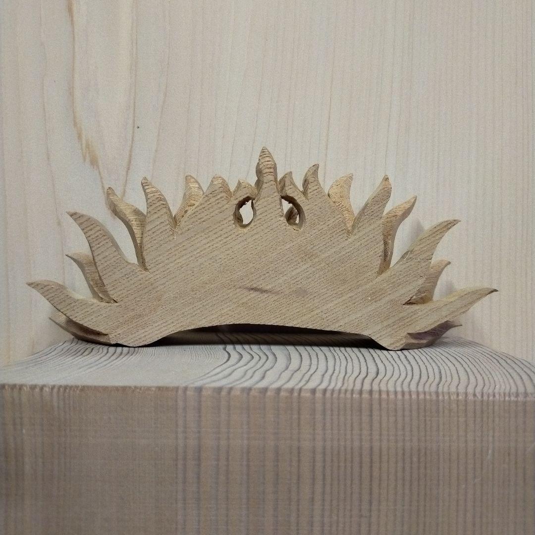 獅噛み彫刻 欅装飾品