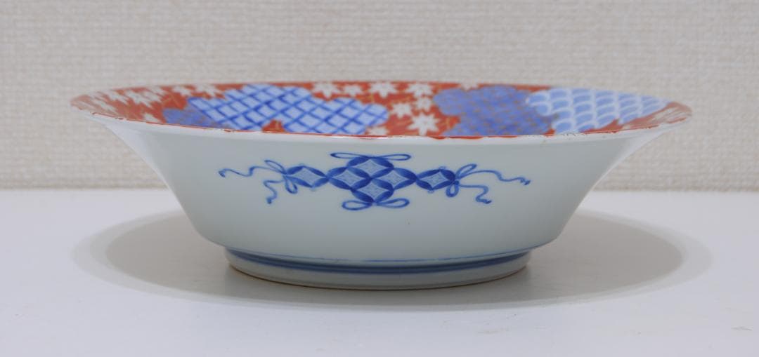 オールド深川　深鉢 紅葉 青海波 七宝文 深川製磁