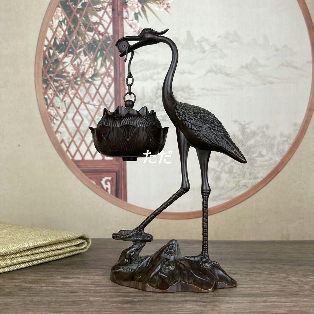 銅 細工 鶴炉 薫香炉 香道具 装飾品 工芸品 置物