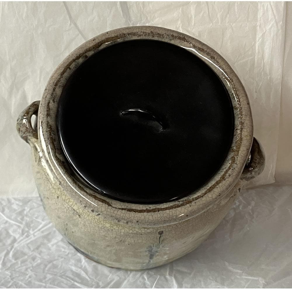 F1425 朝鮮唐津 耳付水指 木箱入り 水指 茶道具