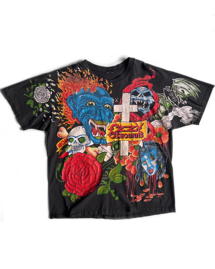 90's \" OZZY OSBORNE \" タトゥー総柄 バンド Tシャツ
