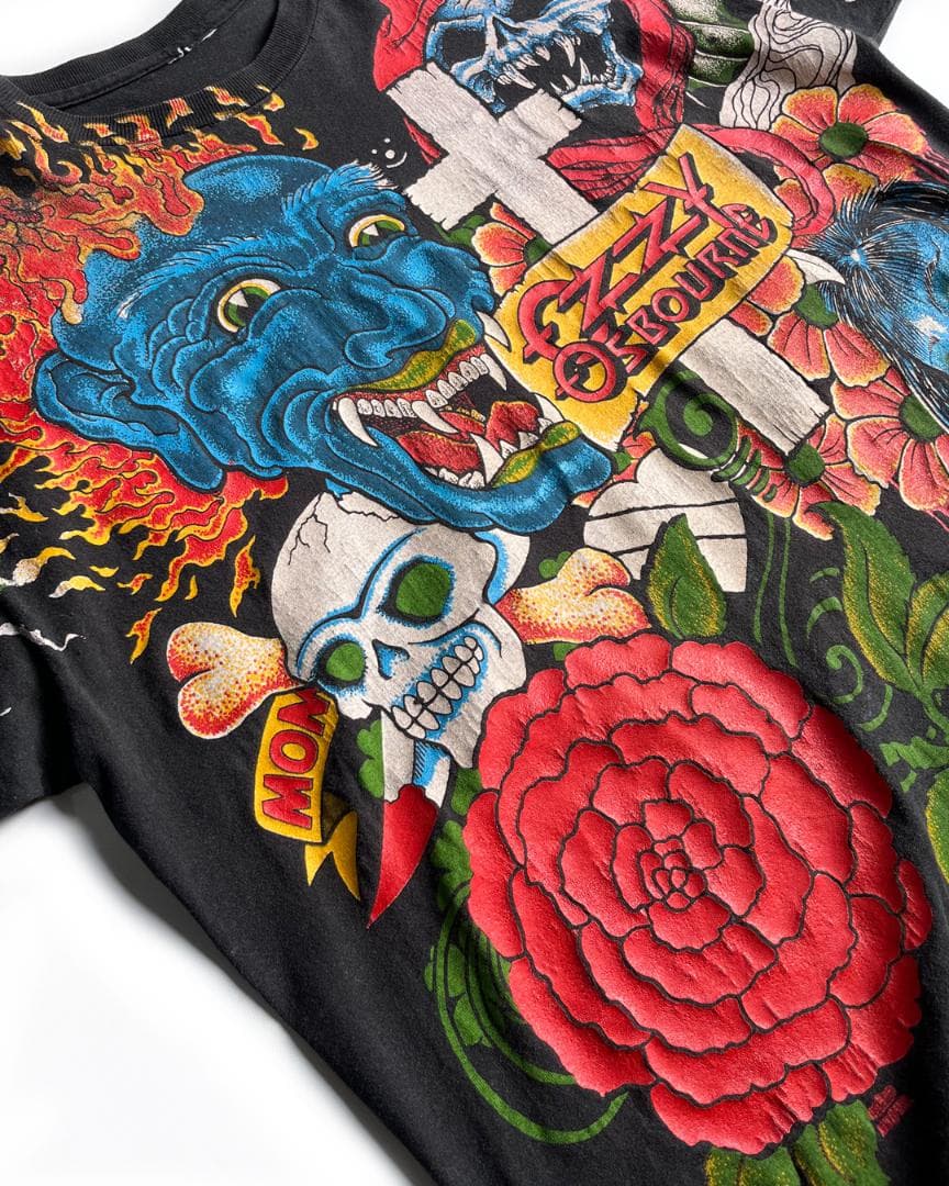 90's \" OZZY OSBORNE \" タトゥー総柄 バンド Tシャツ