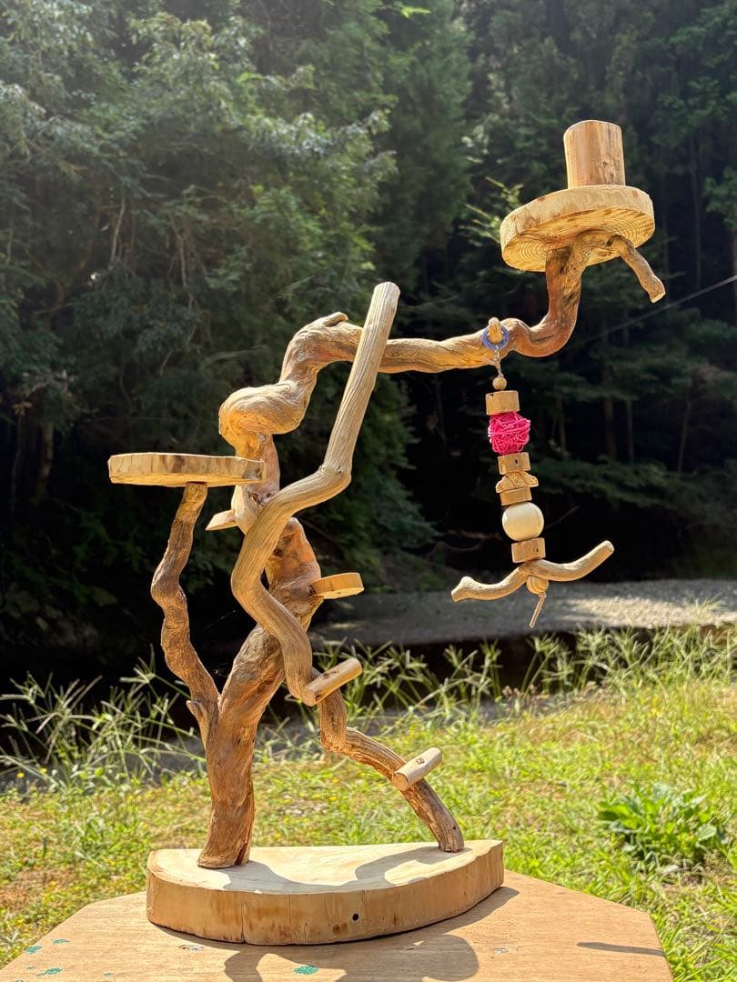ハンドメイド　流木　バードジム　バードアスレチック　流木インテリア
